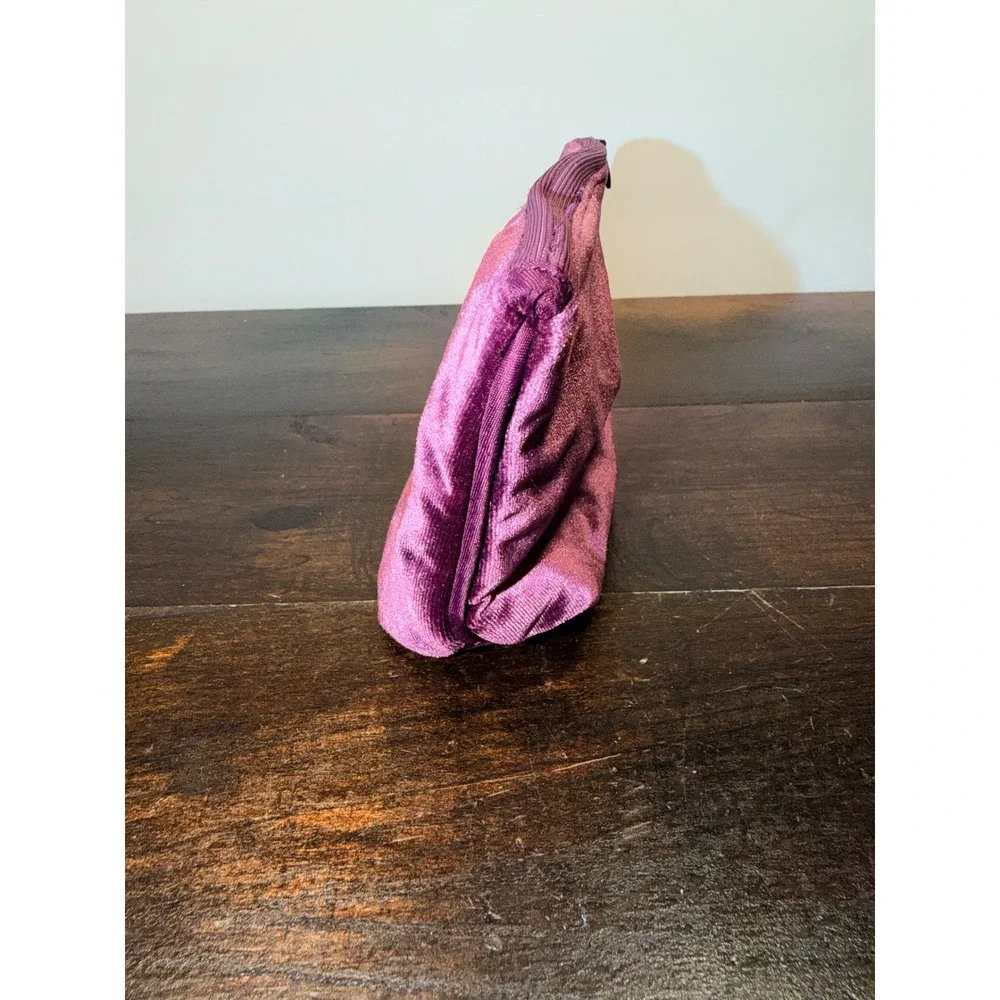 Zara Fragrances Purple Velvet Cosmetic Bag Love Gold Charm Makeup Pouch Zip Mini